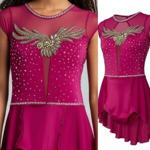 The Line up dance costume lyrical hot pink custom SAGE SKIRTED LEOTARD SA 14